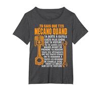 Mécanicien Tu Sais Que t'es Mécano Quand Humour Mécanique T-Shirt, Femme Grandes Tailles, Chiné Foncé, 6X