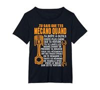 Mécanicien Tu Sais Que t'es Mécano Quand Humour Mécanique T-Shirt, Femme Grandes Tailles, Noir, 2X