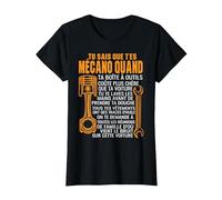 Mécanicien Tu Sais Que t'es Mécano Quand Humour Mécanique T-Shirt, Femme, Noir, XXL