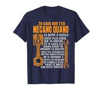 Mécanicien Tu Sais Que t'es Mécano Quand Humour Mécanique T-Shirt, Homme, Bleu Marine, 3XL