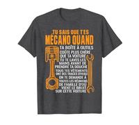 Mécanicien Tu Sais Que t'es Mécano Quand Humour Mécanique T-Shirt, Homme, Chiné Foncé, 6XL
