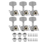 Mécaniques de Guitare Argentées, Têtes de Machine à Verrouillage, Pièces de Rechange pour Ukulélé 6 Droites - Stabilité Optimale, Matériaux Durables, Installation Facile (Ensemble de six boutons