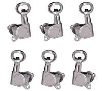 Mécaniques de guitare autobloquantes, mécaniques électrique, acoustique 6 en ligne noires (6 pièces) avec poignée creuse, accessoire d'amélioration(Silver)