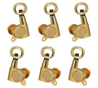 Mécaniques de guitare autobloquantes, mécaniques électrique, acoustique 6 en ligne noires (6 pièces) avec poignée creuse, accessoire d'amélioration(Gold)