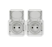 Mécanisme blanc prise 2X Z/U horizontal IP55 PLEXO NEW 069642L