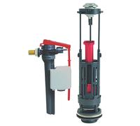 Wirquin 10723589 Chasse d'eau wc complète mécanisme wc double chasse Wirquin One & robinet flotteur à alimentation latérale Jollyfill, gris et rouge