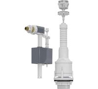 Mécanisme de chasse / soupape de vidange pour réservoir WC, alimentation latérale avec raccord en laiton 3/8, avec bouton, set complet | 3025-100