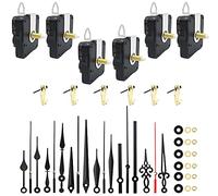 Mécanisme de Mouvement d'Horloge 6 Pièces Mecanisme Horloge Murale Quartz Silencieux Mecanisme Mouvements avec 6 Paires différentes Horloge Aiguilles pour Remplacement et Rechange Bricolage d’Horloge