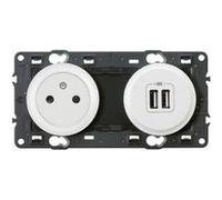 Mécanisme de prise avec terre surface lisse et prise USB Blanc Legrand Céliane