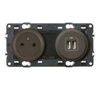 Mécanisme de prise avec terre surface lisse et prise USB Legrand Céliane graphite