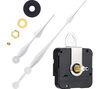 Mécanisme d'horloge à quartz avec tige de 28 mm avec filetage de 14,5 mm, kit de mouvement en métal et plastique pour horloge murale, bricolage ou réparation, ensemble complet avec aiguilles (argenté)