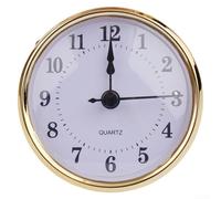 Mécanisme d'horloge haut de gamme de 80 mm, chiffres arabes, lentille transparente, bordure argentée (doré C)