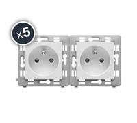 Caly mecanisme double prise 2p+t precablee blanc boite de 5