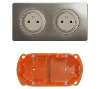 Mécanisme double prises 2 pôles sans terre précablées Legrand Céliane titanium