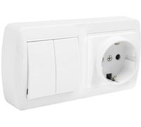 Mécanismes électriques - Série murale de surface - MUR36U BASE SCHUKO + DOUBLE COMMUTATEUR SÉRIE MURAL
