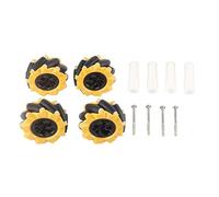Mecanum Roue omnidirectionnelle Robot pièces de Voiture de Haute qualité Bricolage Composants de Jouet Intelligent 80mm Jaune Noir ABS Caoutchouc pour Blocs de Construction de (Deux Paires)