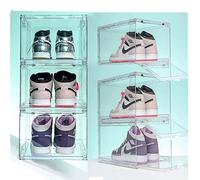 MECC Boîte à chaussures transparente, armoire à chaussures acrylique empilable, avec porte magnétique, 36x27x20cm / 14.4x10.6x8pouces (Pack de 6 portes avant transparentes #)