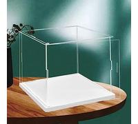MECC Vitrine Acrylique Transparente Ouverte, Base Blanche, Housse Anti-poussière de Collection (10x8x8 inches / 25x20x20 cm)