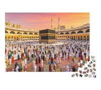 Mecca Pilgrimage 1000 Pièce Puzzles Recycled Islam Scenery Puzzle pour Personnes Âgées Accessoires de Jeu de Puzzle for Famille et Amis Anniversaires Great Gift 70x50cm/1000pcs
