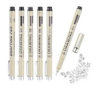 MECCANIXITY 1 lot de stylos à encre fine, 0,2 mm/0,25 mm/0,35 mm/0,5 mm/0,6 mm/1,0 mm avec encre d'archivage étanche pour aquarelle, croquis, dessin technique