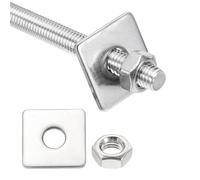 MECCANIXITY 1 lot de tiges entièrement filetées M8 x 250 mm, tiges filetées en acier inoxydable 304, filetage à droite avec écrou rondelle carrée pour ancrage structurel, vis de fixation