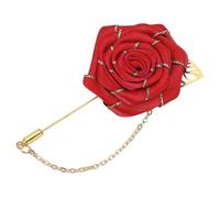 MECCANIXITY Épingle à revers pour homme en tissu avec motif de rose faite à la main avec feuille et bordure/pampille pour marié, mariage, Tissu, Alliage.