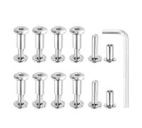 MECCANIXITY Lot de 10 boulons hexagonaux à six pans creux pour boulons de reliure en acier au carbone avec clé hexagonale pour cuir, scrapbooking, meubles de 8 mm de diamètre M6 x 16 mm