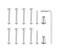 MECCANIXITY Lot de 10 boulons hexagonaux à six pans creux pour boulons de reliure en acier au carbone avec clé hexagonale pour cuir, scrapbooking, meubles de 8 mm de diamètre M6 x 50 mm