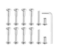 MECCANIXITY Lot de 10 boulons hexagonaux à six pans creux pour boulons de reliure en acier au carbone avec clé hexagonale pour meubles de scrapbooking en cuir de 8 mm de diamètre M6 x 35 mm