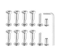 MECCANIXITY Lot de 10 boulons hexagonaux à six pans creux pour boulons de reliure en acier au carbone avec clé hexagonale pour meubles de scrapbooking en cuir de 8 mm de diamètre M6 x 20 mm