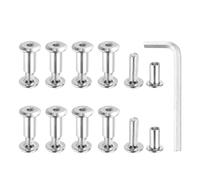 MECCANIXITY Lot de 10 boulons hexagonaux à six pans creux pour boulons de reliure en acier au carbone avec clé hexagonale pour cuir, scrapbooking, meubles de 8 mm de diamètre M6 x 12 mm