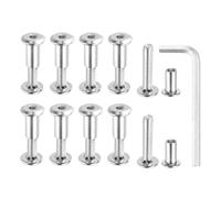 MECCANIXITY Lot de 10 boulons hexagonaux à six pans creux pour boulons de reliure en acier au carbone avec clé hexagonale pour meubles de scrapbooking en cuir de 8 mm de diamètre M6 x 25 mm