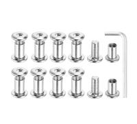 MECCANIXITY Lot de 10 boulons hexagonaux à six pans creux pour vis de reliure de 8 mm de diamètre mâle M8 x 16 mm en acier au carbone avec clé hexagonale pour cuir, scrapbooking, meubles