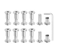 MECCANIXITY Lot de 10 boulons hexagonaux à six pans creux pour vis de reliure de 8 mm de diamètre mâle M8 x 25 mm en acier au carbone avec clé hexagonale pour cuir, scrapbooking, meubles