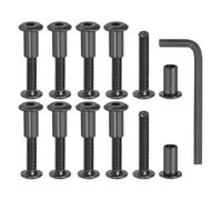 MECCANIXITY Lot de 10 boulons hexagonaux à six pans creux pour vis de reliure pour trou de 8 mm de diamètre mâle M6 x 25 mm en acier au carbone avec clé pour scrapbooking en cuir, oxyde noir