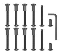 MECCANIXITY Lot de 10 boulons hexagonaux à six pans creux pour vis de reliure pour trou de 8 mm de diamètre mâle M6 x 45 mm en acier au carbone avec clé pour scrapbooking en cuir, oxyde noir