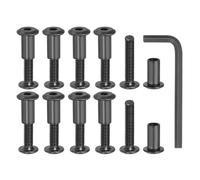 MECCANIXITY Lot de 10 boulons hexagonaux à six pans creux pour vis de reliure pour trou de 8 mm de diamètre mâle M6 x 20 mm en acier au carbone avec clé pour scrapbooking en cuir, oxyde noir