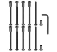 MECCANIXITY Lot de 10 boulons hexagonaux à six pans creux pour vis de reliure pour trou de 8 mm de diamètre mâle M6 x 80 mm en acier au carbone avec clé pour scrapbooking en cuir, oxyde noir