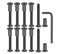 MECCANIXITY Lot de 10 boulons hexagonaux à six pans creux pour vis de reliure pour trou de 8 mm de diamètre mâle M6 x 40 mm en acier au carbone avec clé pour scrapbooking en cuir, oxyde noir