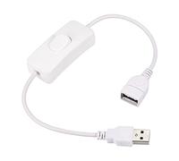 MECCANIXITY Lot de 2 câbles USB avec interrupteur marche/arrêt, rallonge USB mâle vers femelle 34 cm, blanc pour lampe de bureau LED bande