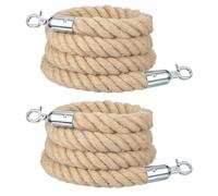 MECCANIXITY Lot de 2 cordes en jute tressées avec mousquetons, barrière de ligne de contrôle de la foule pour cinéma, grandes ouvertures, hôtel, célébration - 2,1 m x 3,3 cm