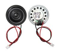 MECCANIXITY Lot de 2 petits haut-parleurs 8 Ohm, 0,5 W 27 mm de diamètre, coque en métal, aimant rond avec fil de terminal de 100 mm, micro interne pour DVD, EVD, mini haut-parleur audio domestique