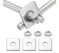 MECCANIXITY Lot de 2 tiges entièrement filetées M8 x 60 mm, tiges filetées en acier inoxydable 304, filetage à droite avec écrou rondelle carrée pour ancrage structurel, vis de fixation