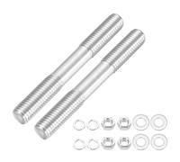 MECCANIXITY Lot de 2 vis à goujons à double extrémité M12 x 100 mm, en acier inoxydable 304 à double filetage avec rondelle d'écrou pour l'entretien de la maison, ancrage structurel, vis de fixation