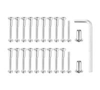 MECCANIXITY Lot de 20 boulons hexagonaux à six pans creux pour boulons de reliure en acier au carbone avec clé hexagonale pour cuir, scrapbooking, meubles de 8 mm de diamètre M6 x 50 mm