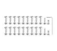 MECCANIXITY Lot de 20 boulons hexagonaux à six pans creux pour boulons de reliure en acier au carbone avec clé hexagonale pour cuir, scrapbooking, meubles de 8 mm de diamètre M6 x 16 mm