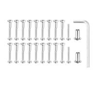 MECCANIXITY Lot de 20 boulons hexagonaux à six pans creux pour boulons de reliure en acier au carbone avec clé hexagonale pour cuir, scrapbooking, meubles de 8 mm de diamètre M6 x 45 mm