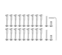 MECCANIXITY Lot de 20 boulons hexagonaux à six pans creux pour vis de reliure de 8 mm de diamètre mâle M6 x 35 mm en acier au carbone avec clé hexagonale pour cuir, scrapbooking, meubles