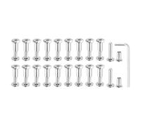 MECCANIXITY Lot de 20 boulons hexagonaux à six pans creux pour vis de reliure de 8 mm de diamètre mâle M6 x 25 mm en acier au carbone avec clé hexagonale pour cuir, scrapbooking, meubles