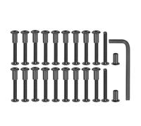 MECCANIXITY Lot de 20 boulons hexagonaux à six pans creux pour vis de reliure pour trou de 8 mm de diamètre mâle M6 x 40 mm en acier au carbone avec clé pour scrapbooking en cuir, oxyde noir